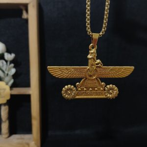 گردنبند فروهر میخی طلایی